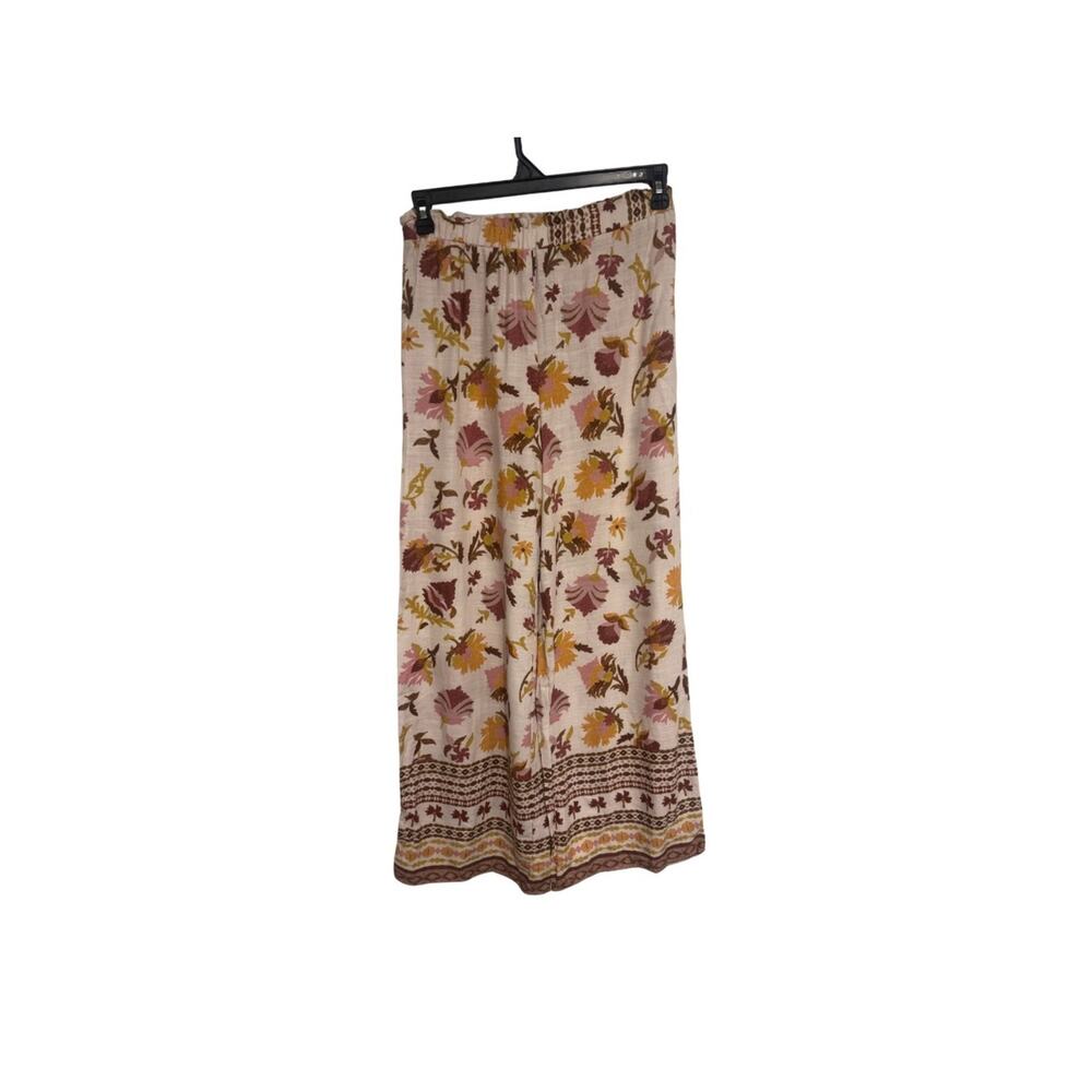 Good Luck Gem Floral Wide Leg Pants Size M Boho Pull On
